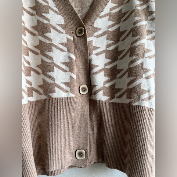 Joie Tan and Cream Houndstooth Cardigan - Picture 5 of 7